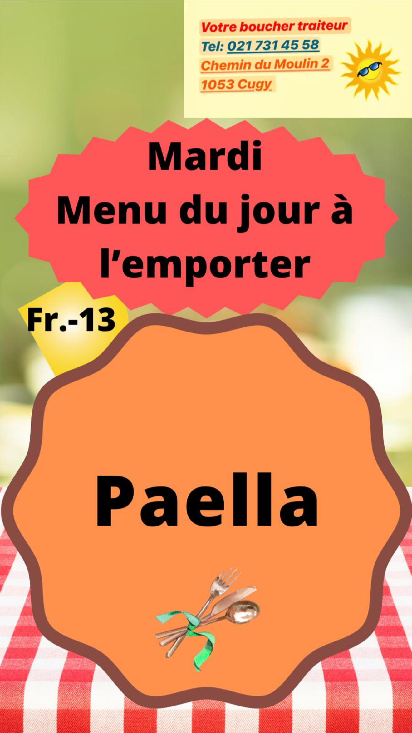 Menu du jour